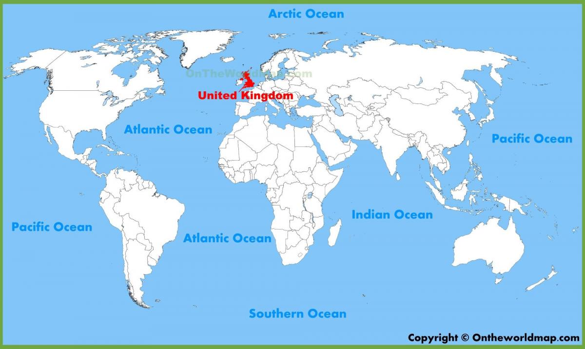Regno UNITO su una mappa del mondo