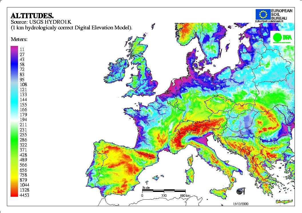 mappa di regno UNITO elevazione