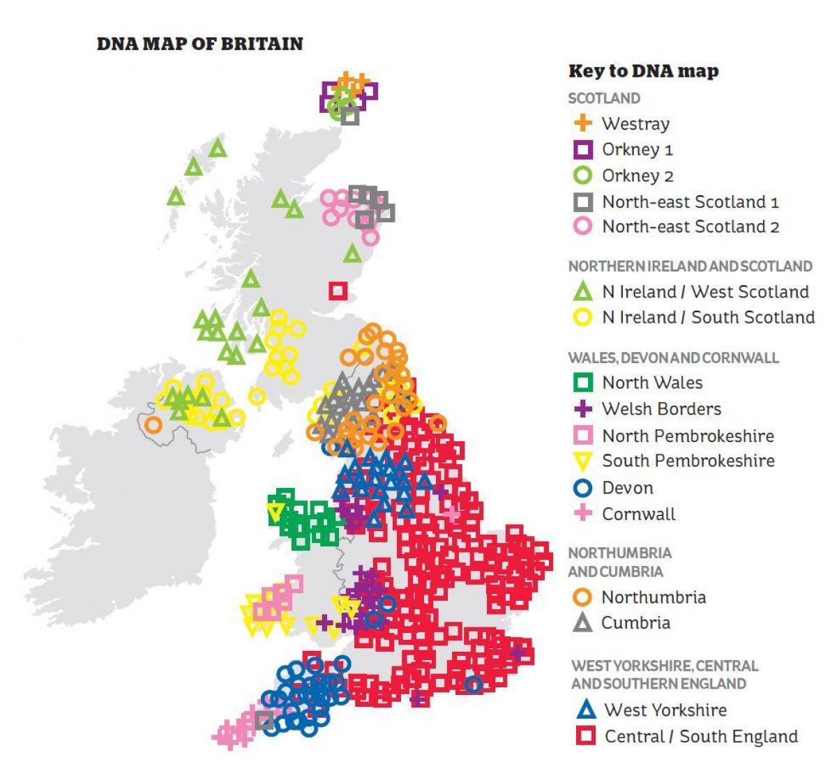 la mappa genetica di gran Bretagna