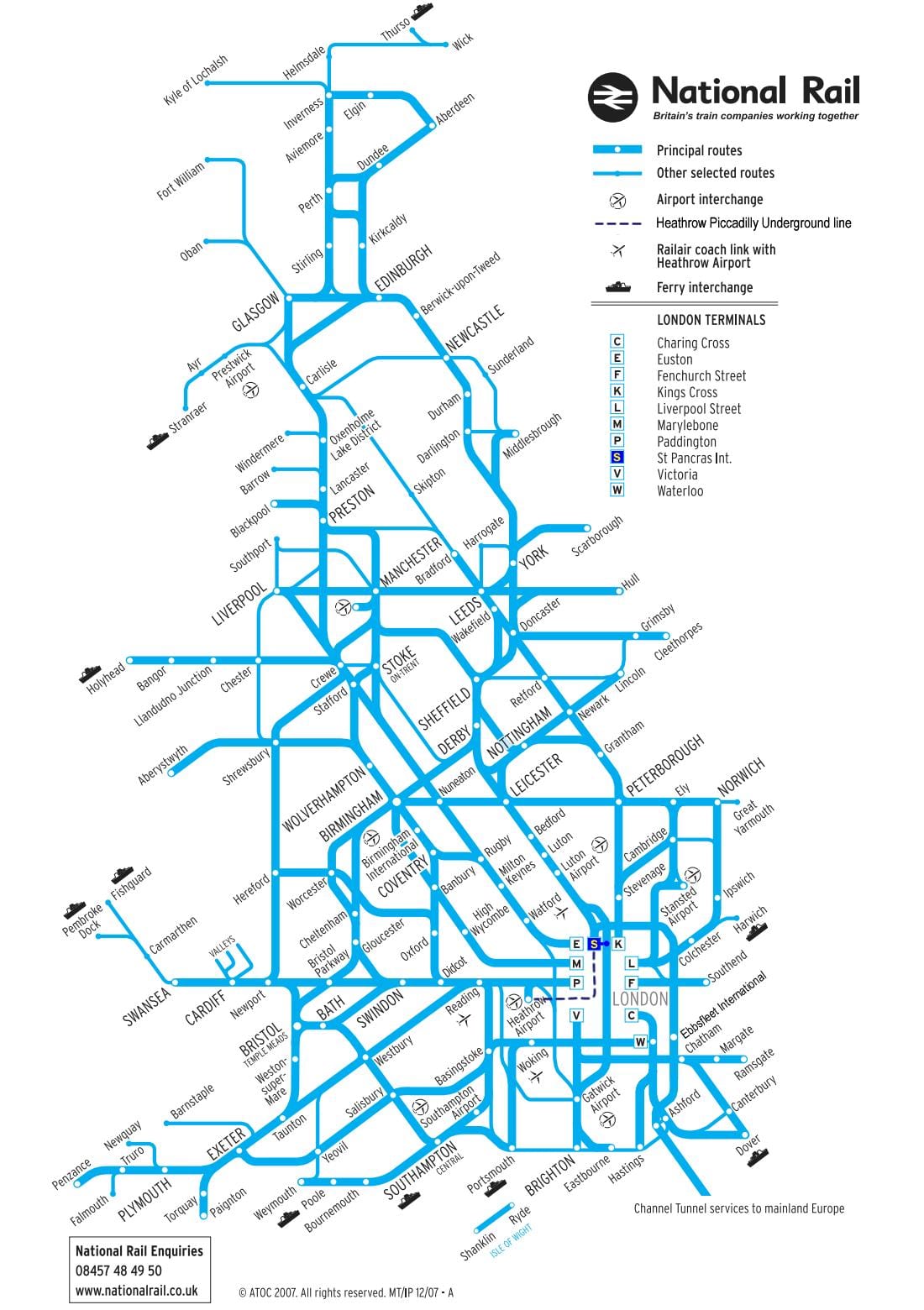 UK sistema ferroviario mappa