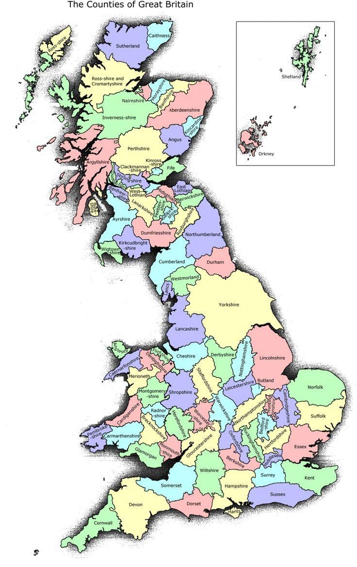 Regno UNITO (Gran Bretagna mappa