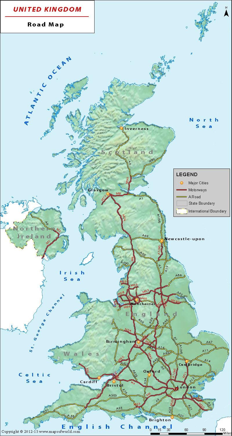 UK mappa della rete stradale