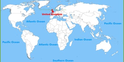 Regno UNITO nella mappa del mondo