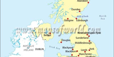 Mappa di regno UNITO, mostrando grandi città
