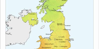 Mappa di regno UNITO temperatura
