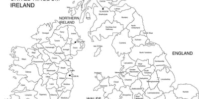 Mappa di regno UNITO in bianco e nero